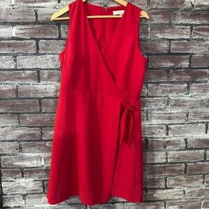 LOFT Dress Women 8 Red Wrap Sleeveless Career Work Office